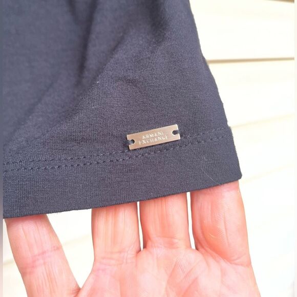 Armani exchange, black, sleeveless blouse, fringe across chest, round neck, XS - Picture 6 of 7